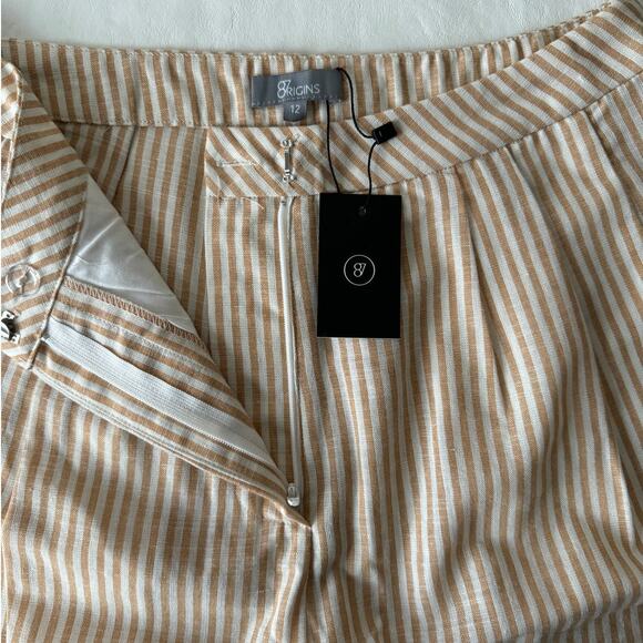 New 87Origins Stripe Linen Shorts in White/Cream Size 8 - Picture 6 of 10
